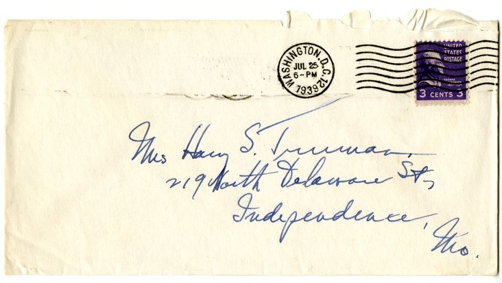 Letter from Harry S. Truman to Bess W. Truman