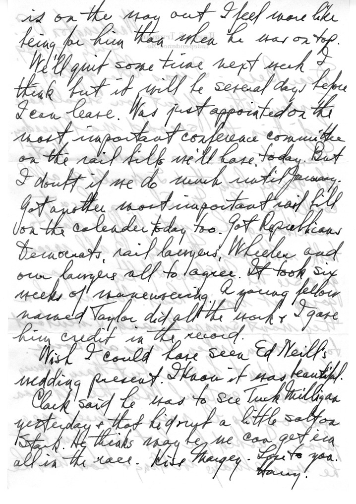 Letter from Harry S. Truman to Bess W. Truman