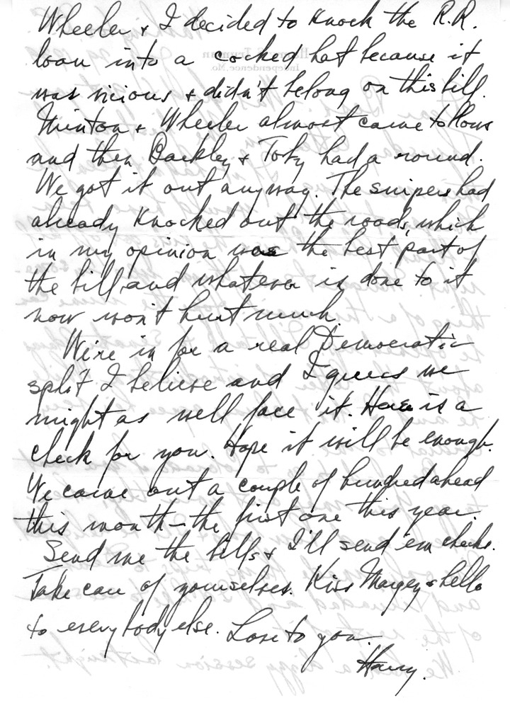 Letter from Harry S. Truman to Bess W. Truman