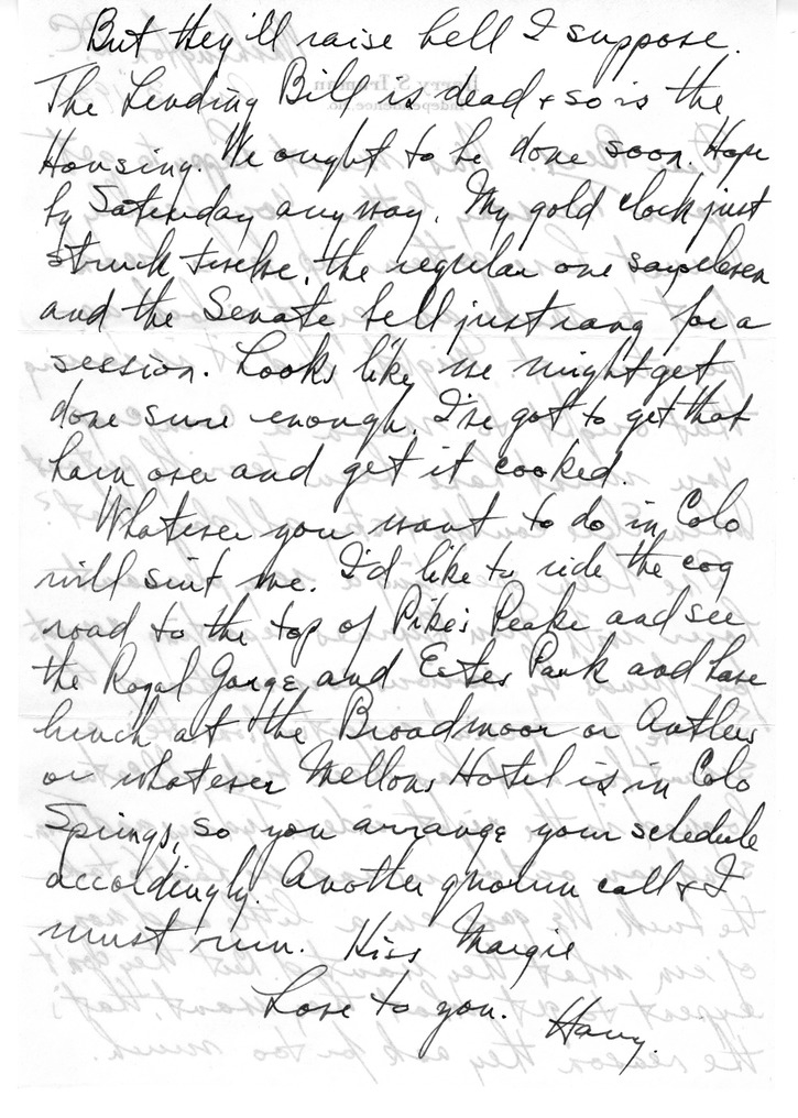 Letter from Harry S. Truman to Bess W. Truman