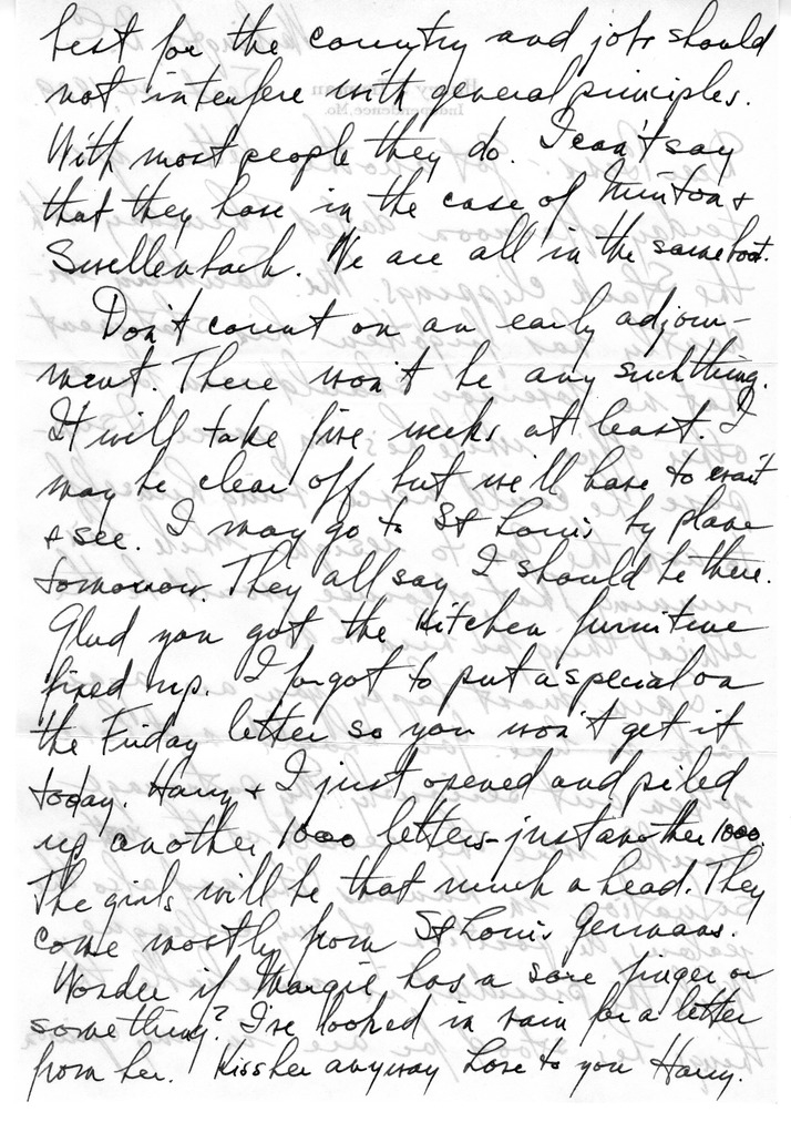 Letter from Harry S. Truman to Bess W. Truman