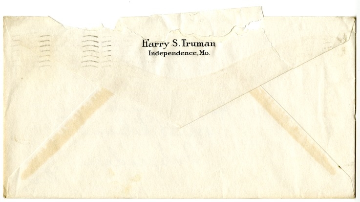 Letter from Harry S. Truman to Bess W. Truman