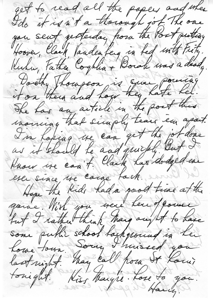 Letter from Harry S. Truman to Bess W. Truman