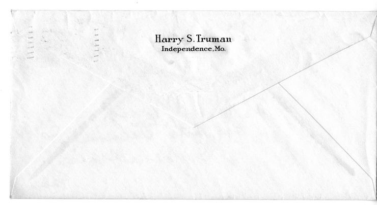 Letter from Harry S. Truman to Bess W. Truman