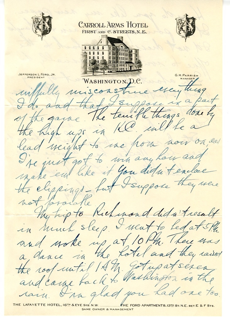 Letter from Harry S. Truman to Bess W. Truman