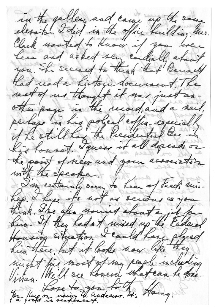 Letter from Harry S. Truman to Bess W. Truman