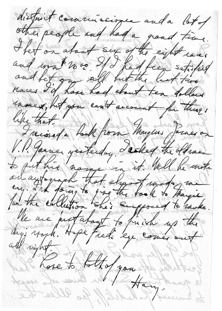 Letter from Harry S. Truman to Bess W. Truman