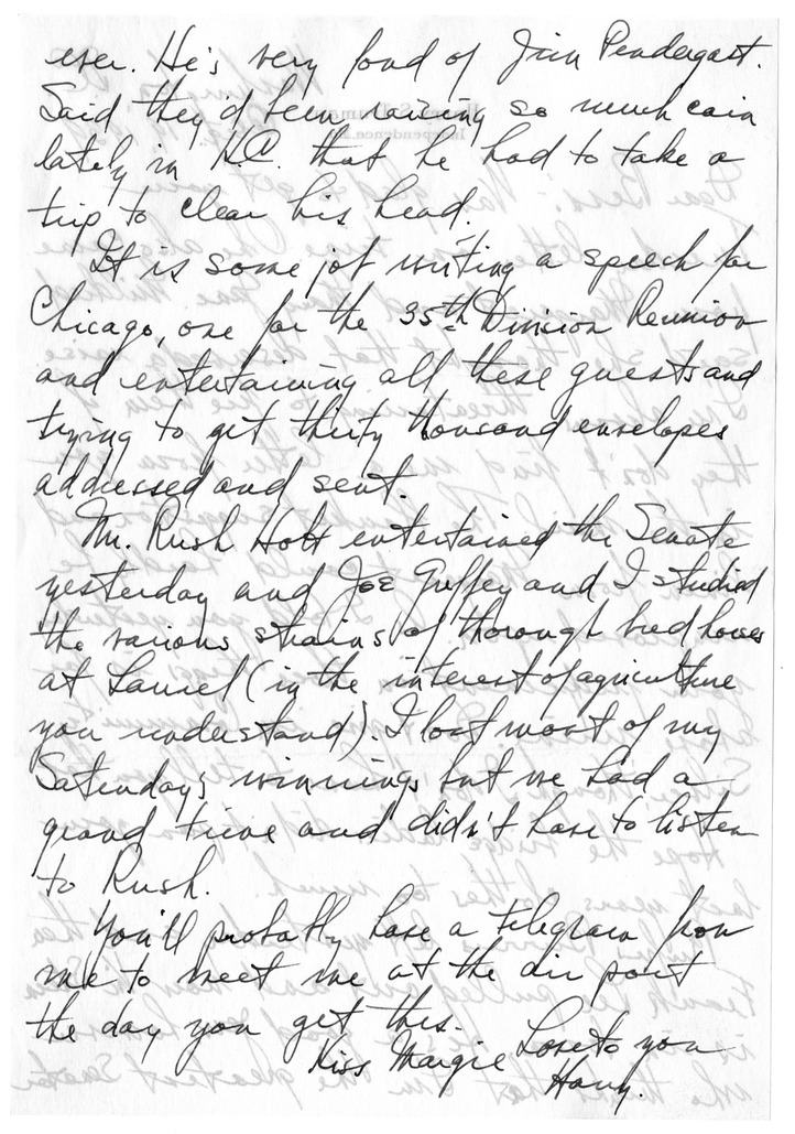 Letter from Harry S. Truman to Bess W. Truman