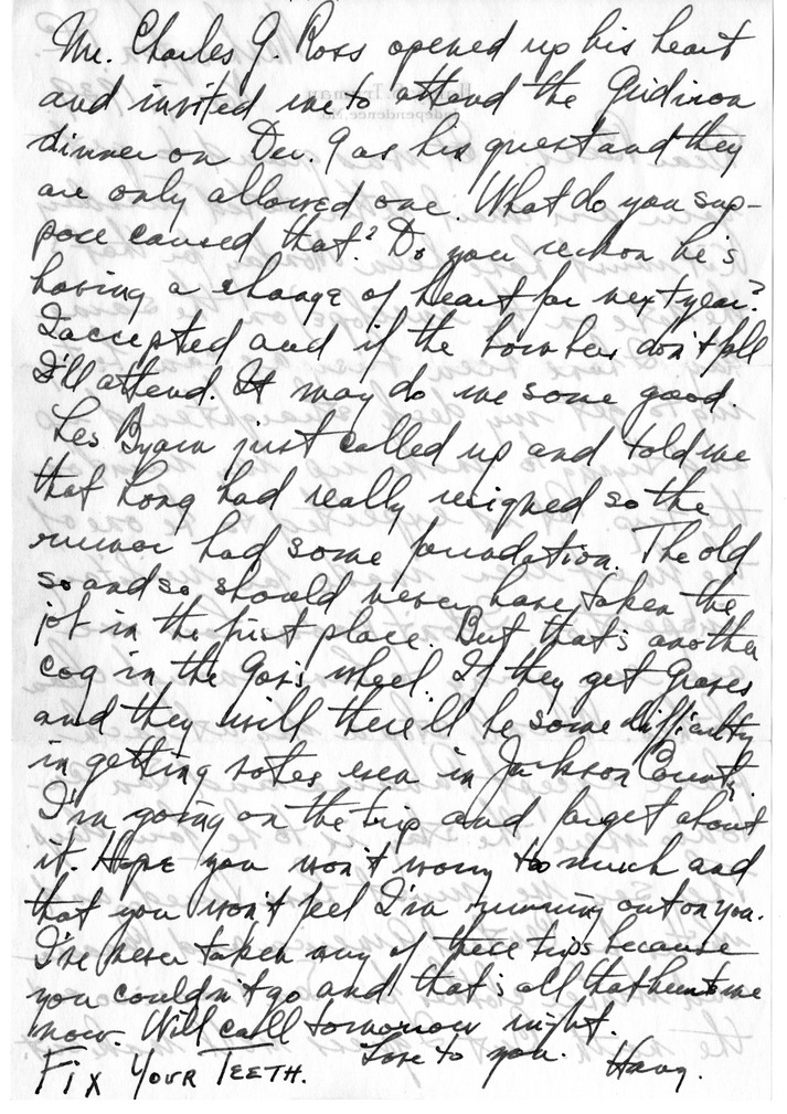 Letter from Harry S. Truman to Bess W. Truman