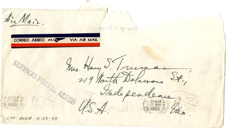 Letter from Harry S. Truman to Bess W. Truman