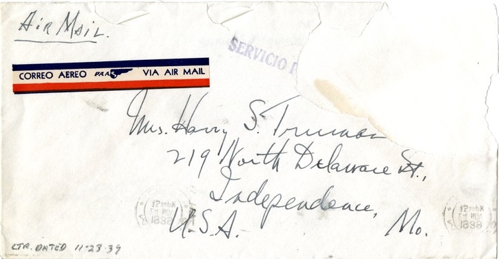 Letter from Harry S. Truman to Bess W. Truman