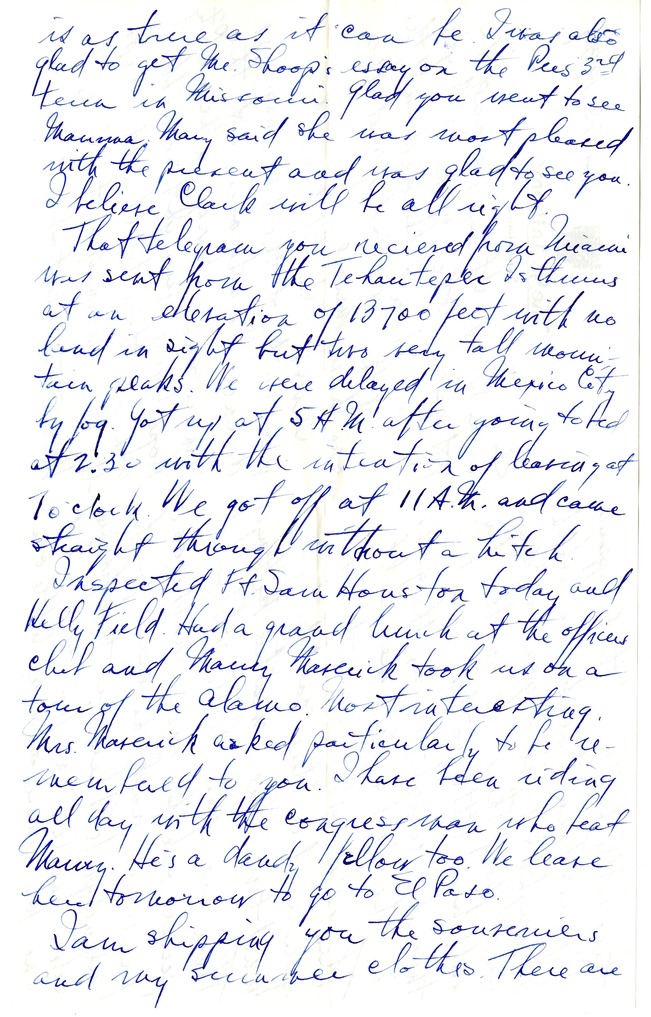 Letter from Harry S. Truman to Bess W. Truman