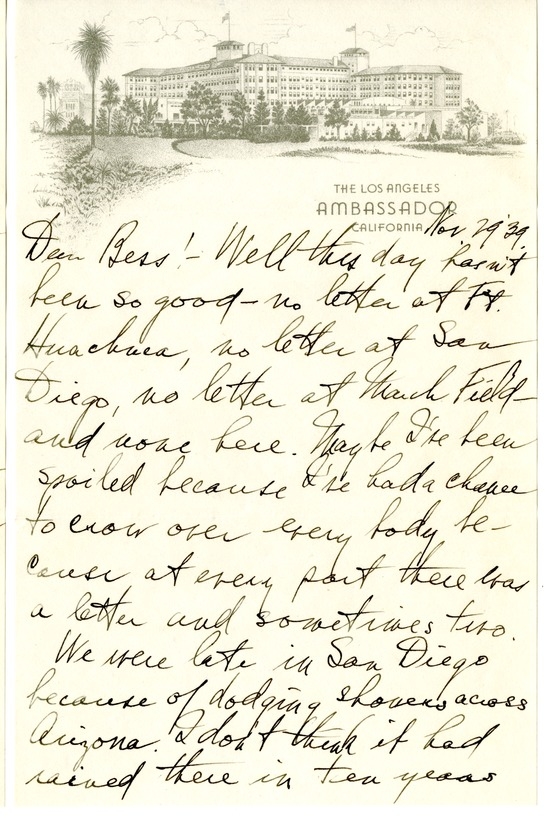 Letter from Harry S. Truman to Bess W. Truman