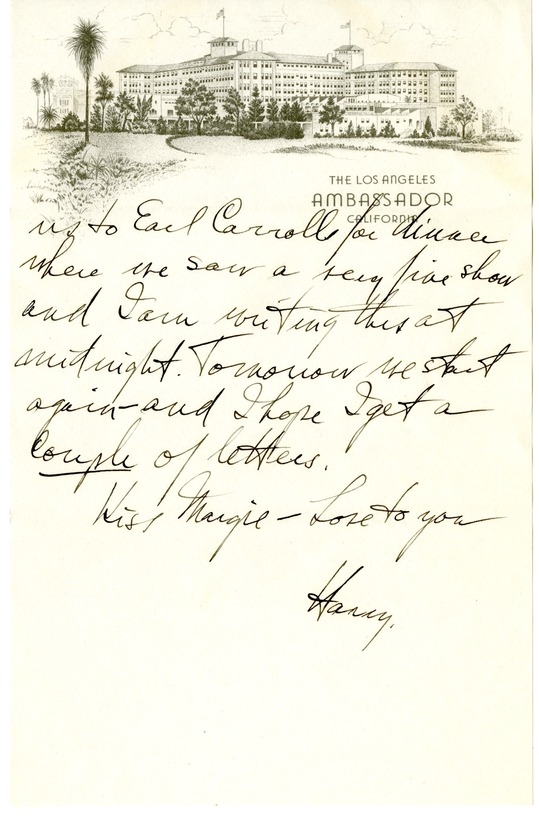 Letter from Harry S. Truman to Bess W. Truman