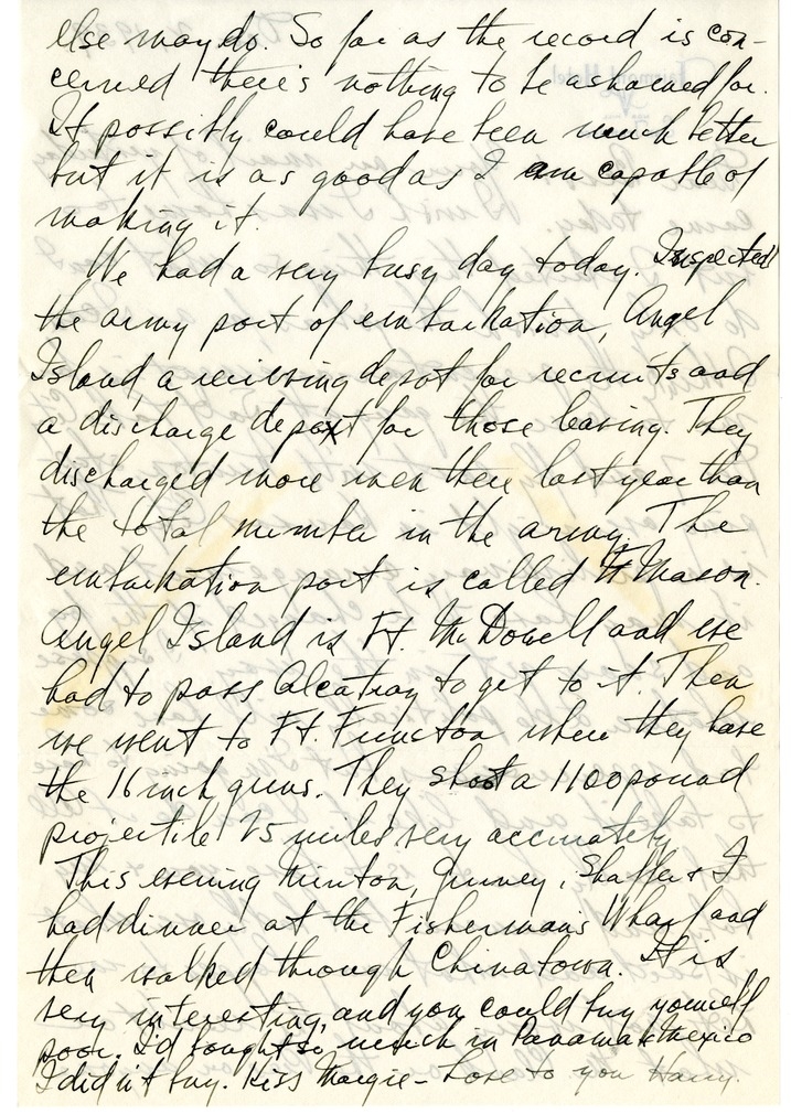 Letter from Harry S. Truman to Bess W. Truman