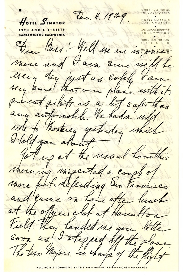 Letter from Harry S. Truman to Bess W. Truman