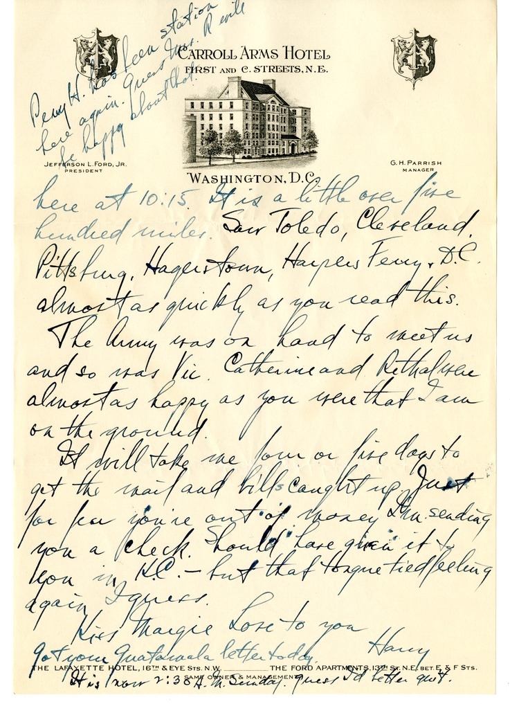 Letter from Harry S. Truman to Bess W. Truman