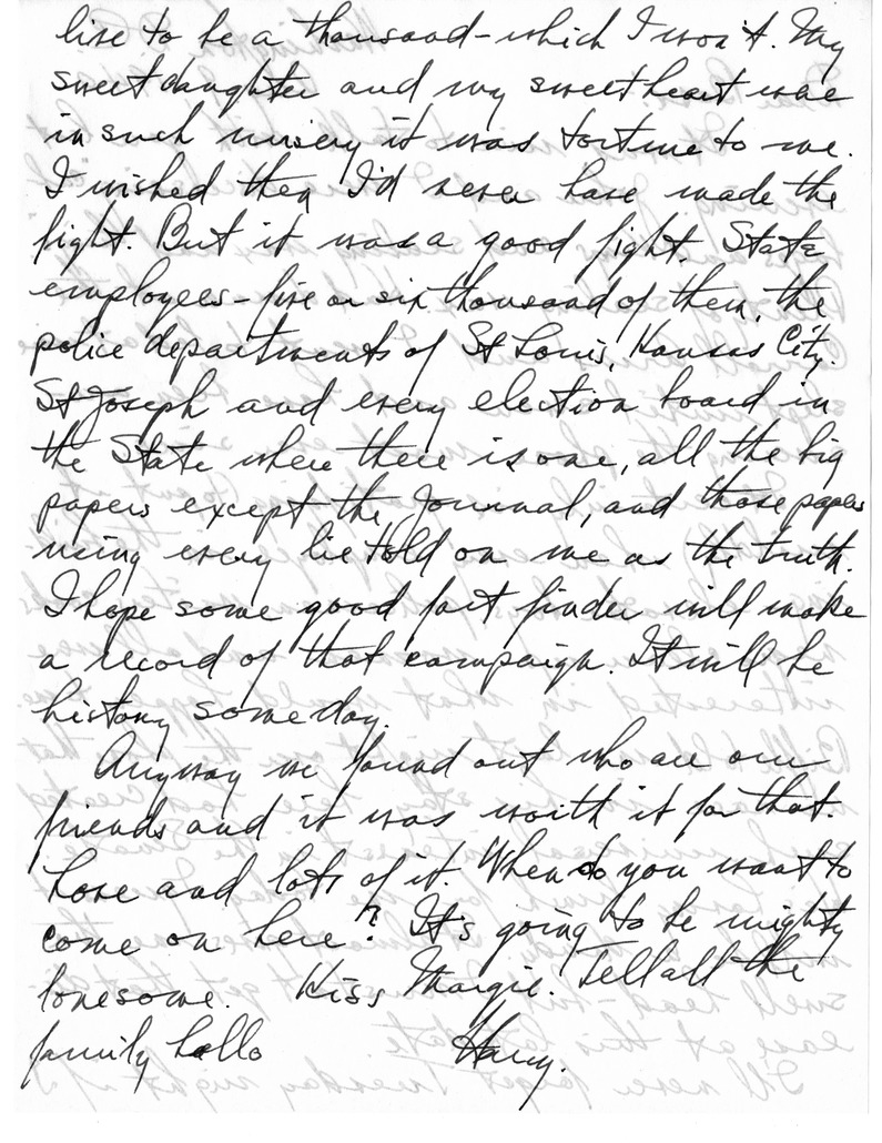 Letter from Harry S. Truman to Bess W. Truman