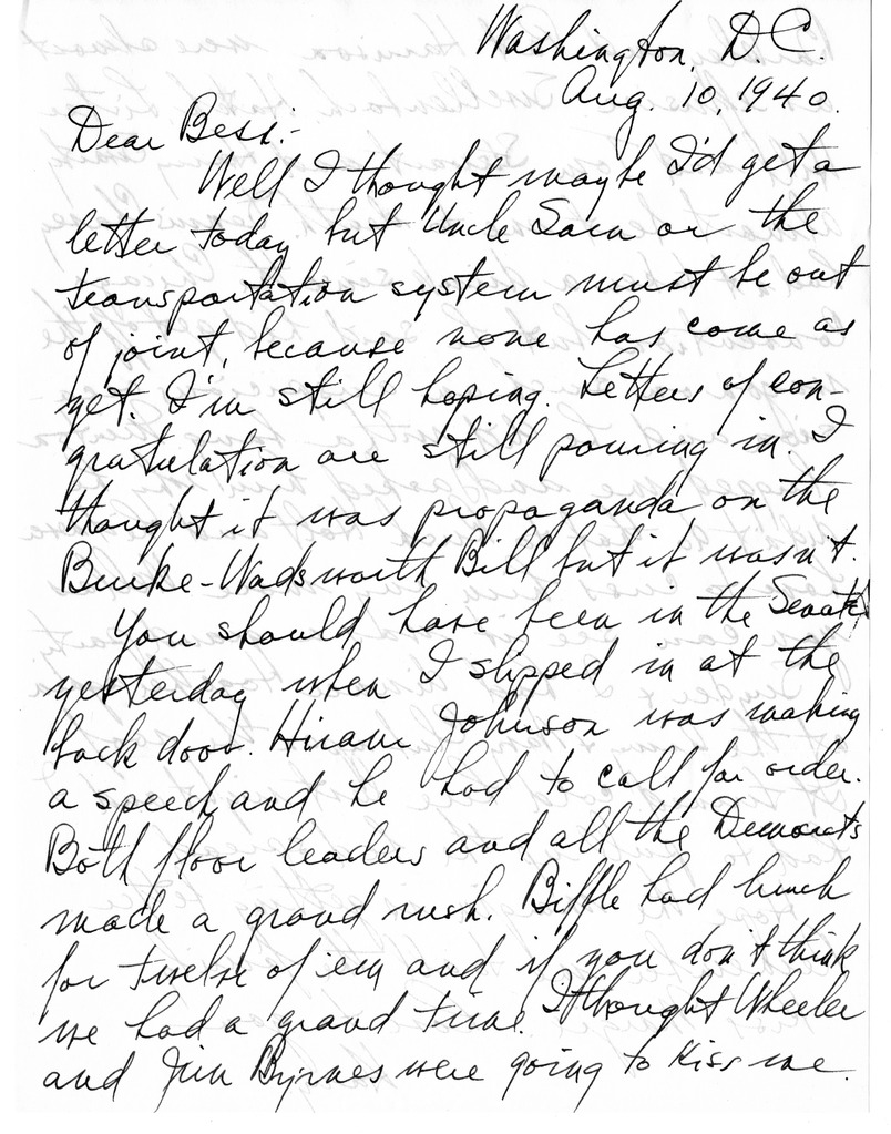 Letter from Harry S. Truman to Bess W. Truman