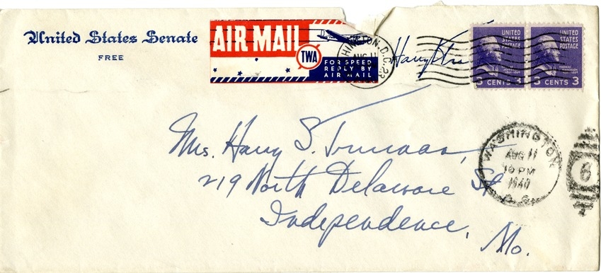 Letter from Harry S. Truman to Bess W. Truman