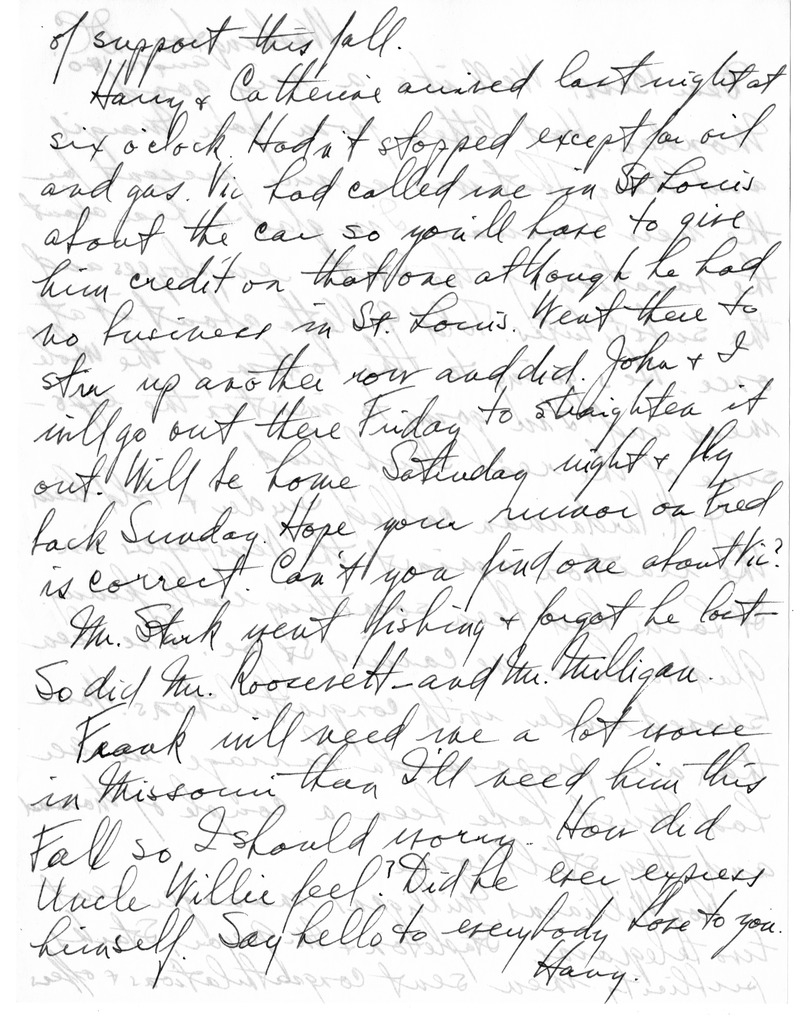 Letter from Harry S. Truman to Bess W. Truman