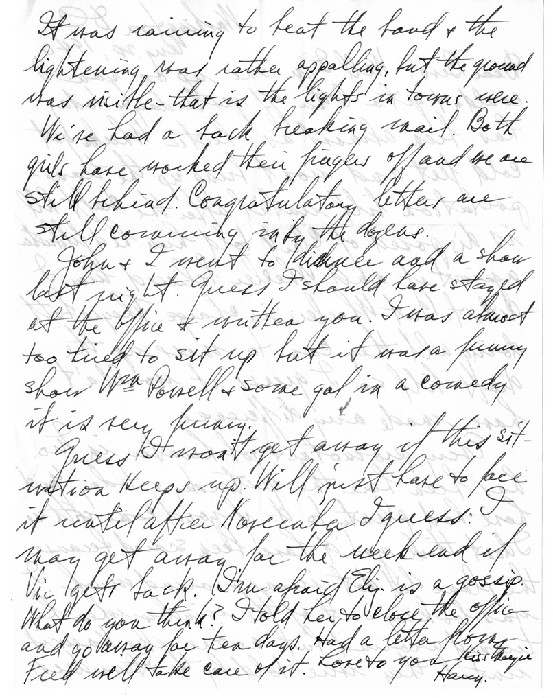 Letter from Harry S. Truman to Bess W. Truman