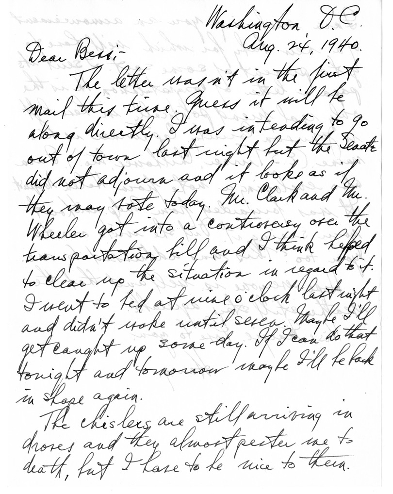 Letter from Harry S. Truman to Bess W. Truman