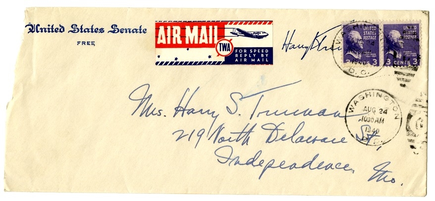 Letter from Harry S. Truman to Bess W. Truman