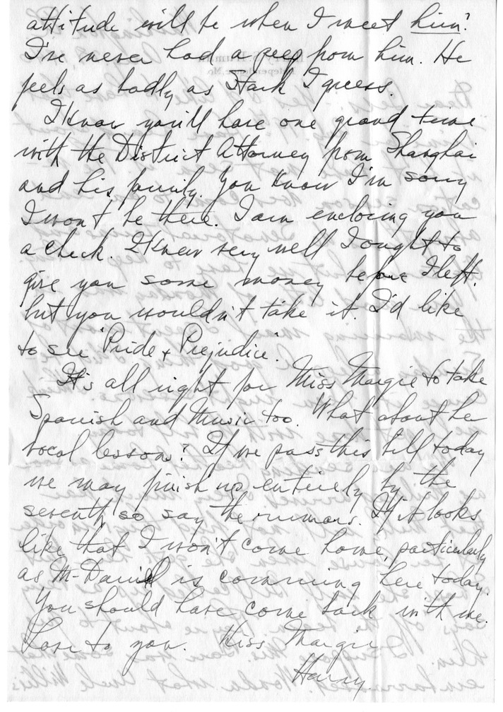 Letter from Harry S. Truman to Bess W. Truman