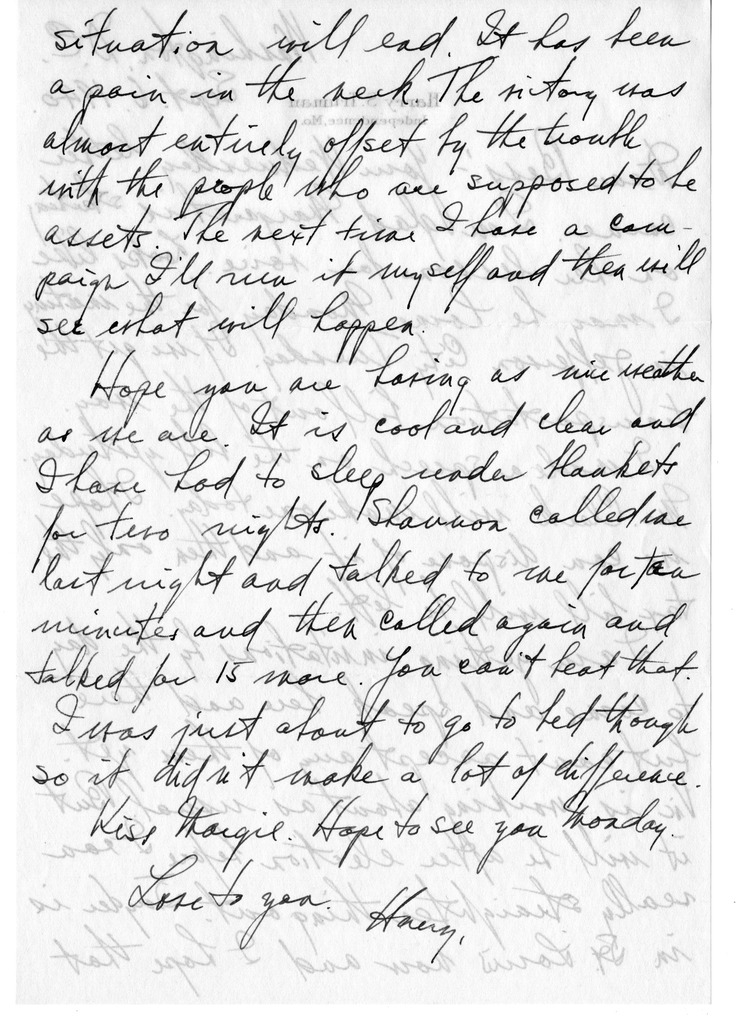 Letter from Harry S. Truman to Bess W. Truman