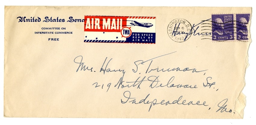 Letter from Harry S. Truman to Bess W. Truman