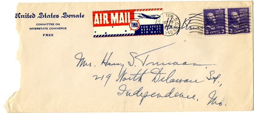 Letter from Harry S. Truman to Bess W. Truman