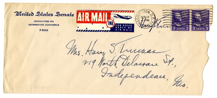 Letter from Harry S. Truman to Bess W. Truman