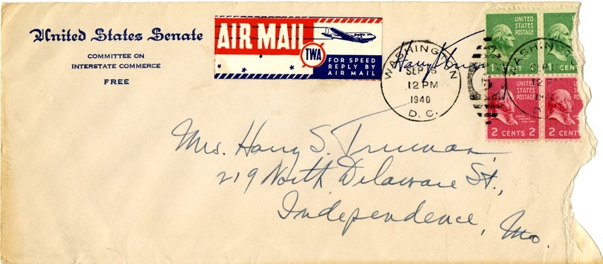 Letter from Harry S. Truman to Bess W. Truman