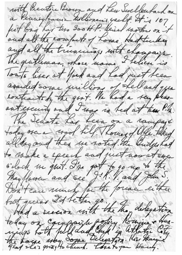 Letter from Harry S. Truman to Bess W. Truman