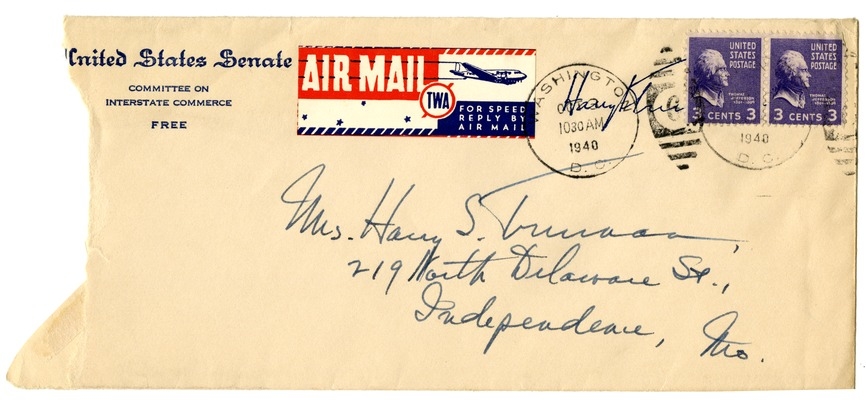 Letter from Harry S. Truman to Bess W. Truman