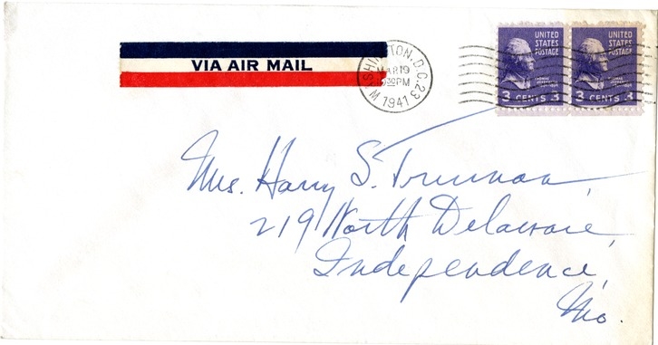 Letter from Harry S. Truman to Bess W. Truman