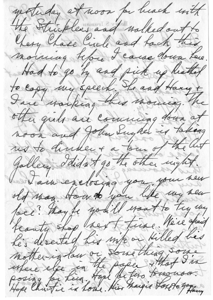 Letter from Harry S. Truman to Bess W. Truman