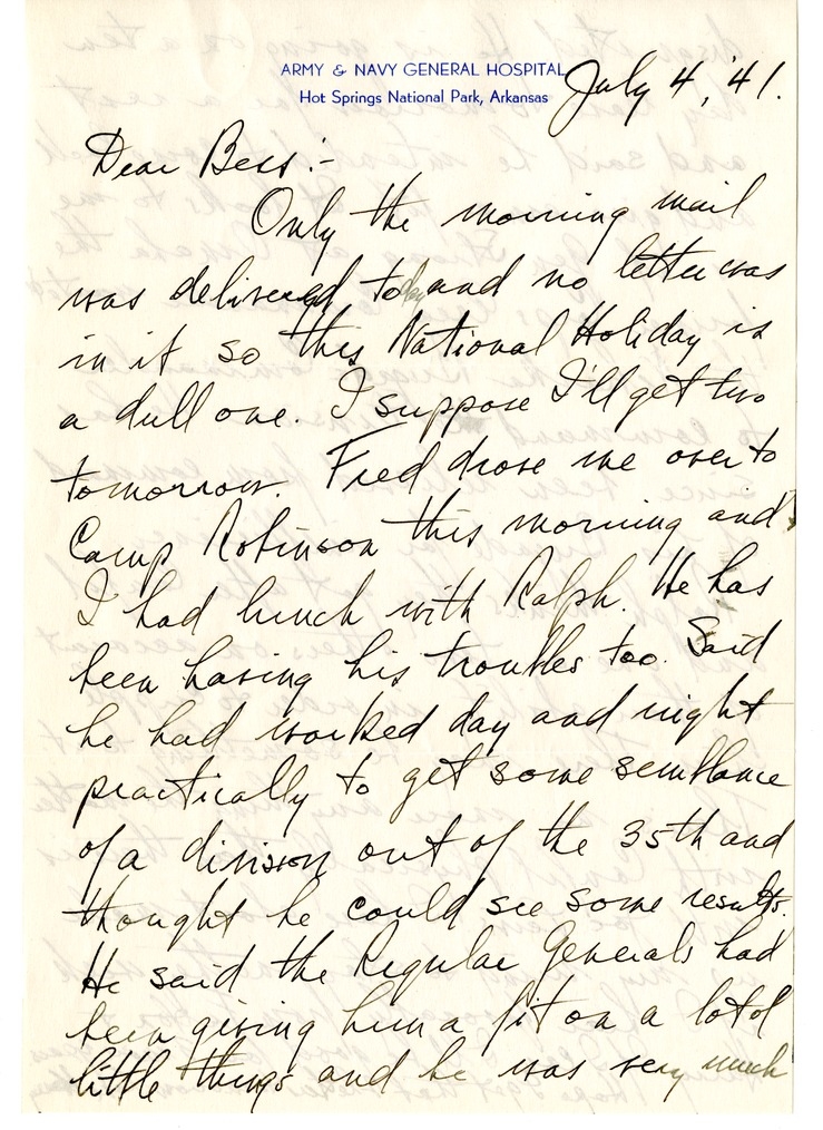 Letter from Harry S. Truman to Bess W. Truman