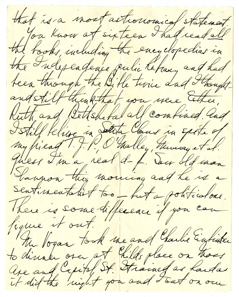 Letter from Harry S. Truman to Bess W. Truman