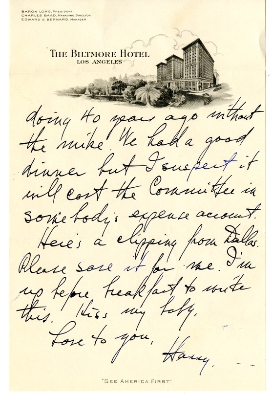 Letter from Harry S. Truman to Bess W. Truman