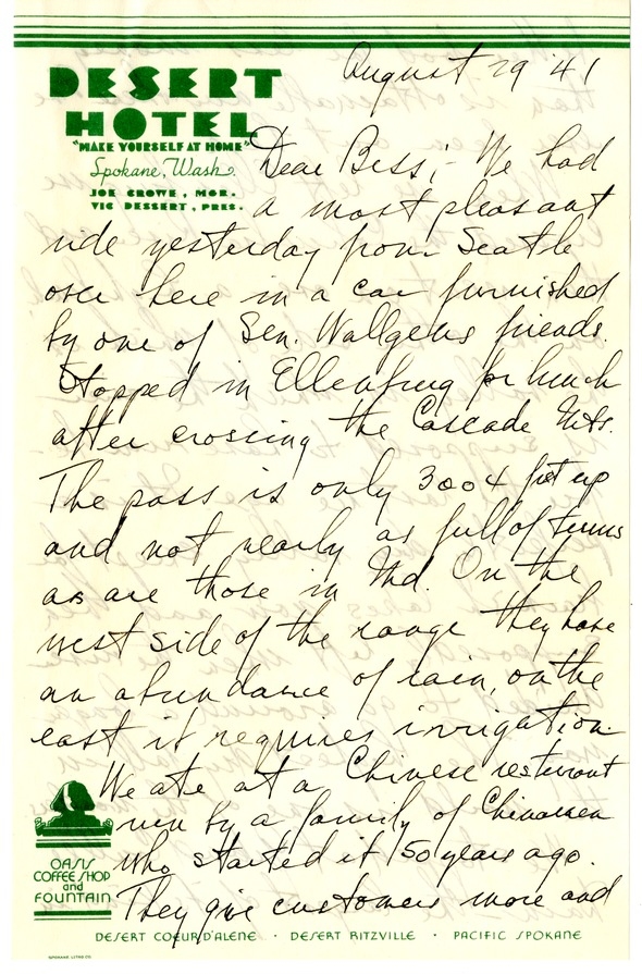 Letter from Harry S. Truman to Bess W. Truman