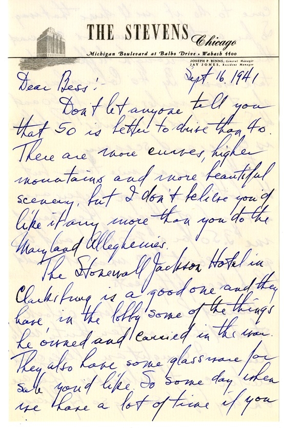 Letter from Harry S. Truman to Bess W. Truman