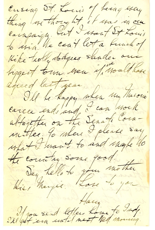 Letter from Harry S. Truman to Bess W. Truman