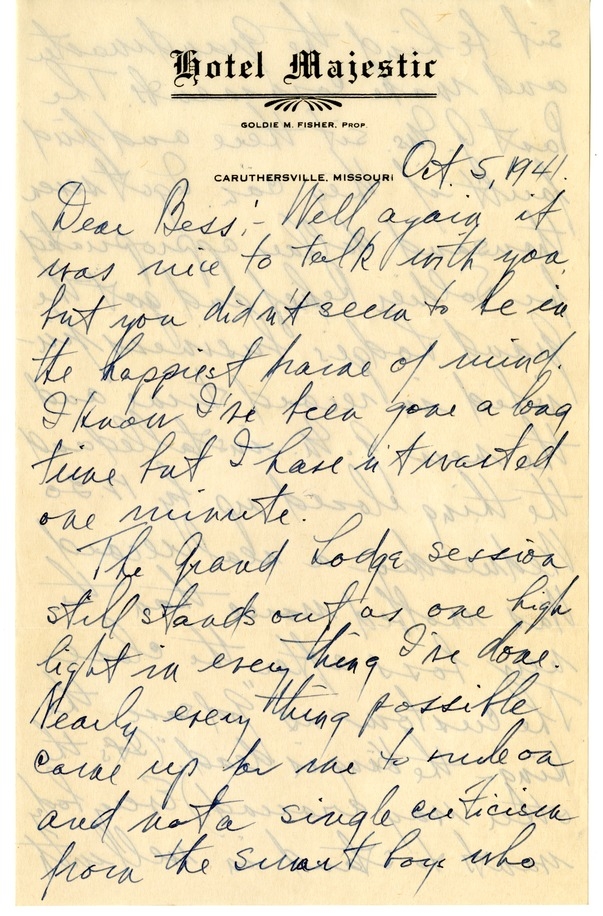 Letter from Harry S. Truman to Bess W. Truman