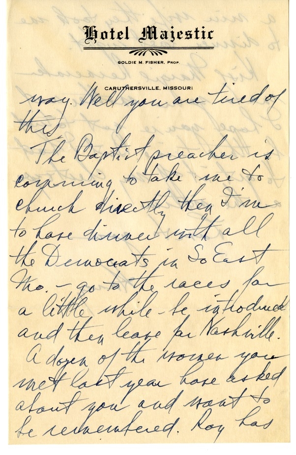 Letter from Harry S. Truman to Bess W. Truman