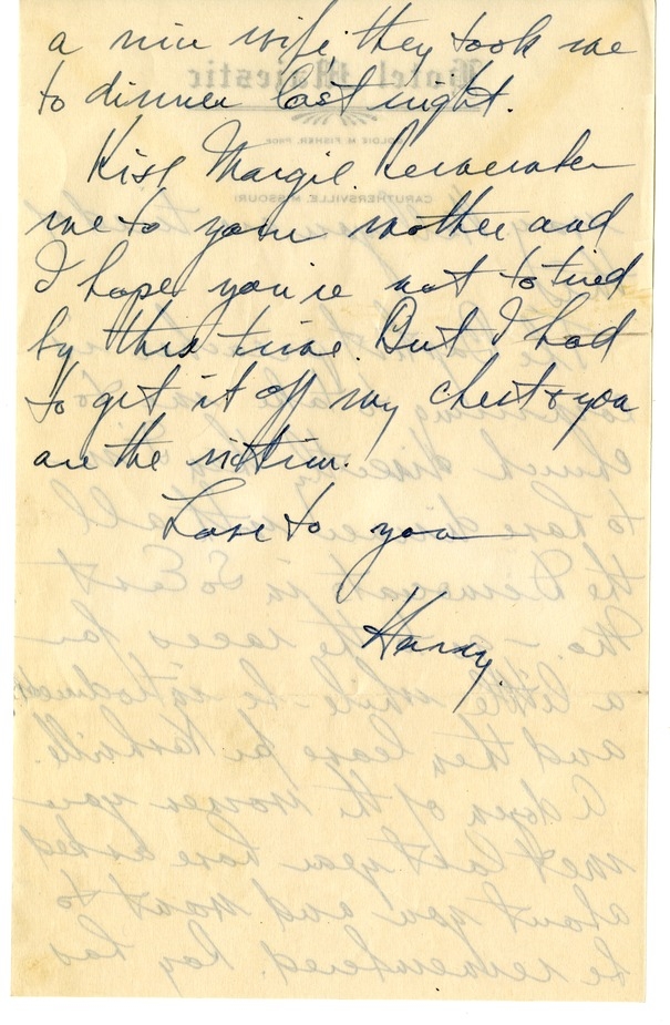 Letter from Harry S. Truman to Bess W. Truman