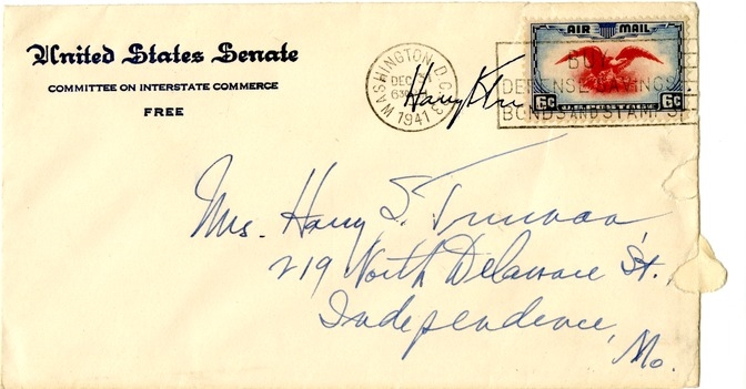 Letter from Harry S. Truman to Bess W. Truman