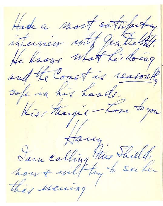 Letter from Harry S. Truman to Bess W. Truman