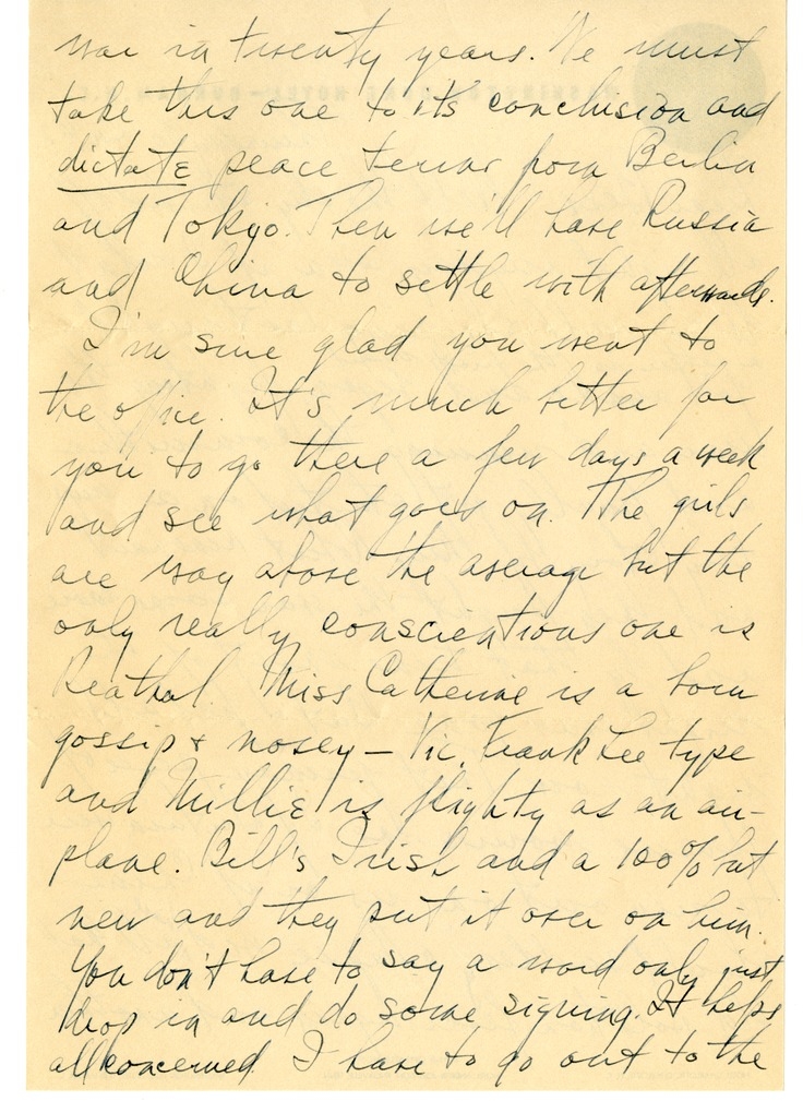 Letter from Harry S. Truman to Bess W. Truman